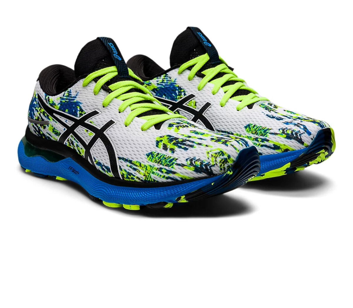 Coppia Scarpa asics gel nimbus 24 uomo blu bianche gialle