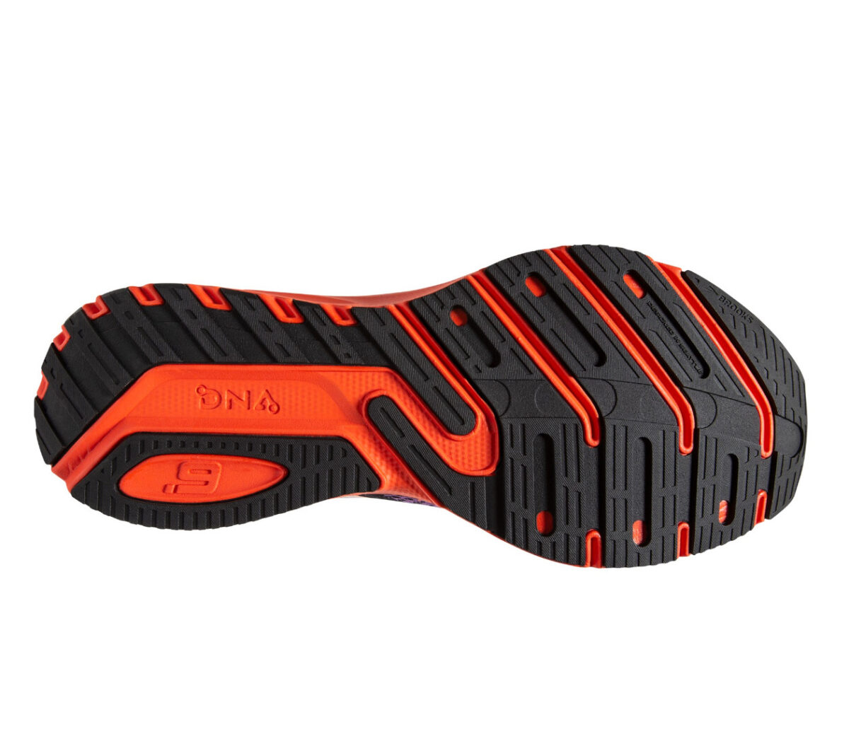 suola scarpe da running veloci e reattive brooks launch 9 donna rosse, nero e viola