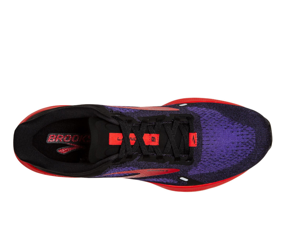 tomaia scarpe da running veloci e reattive brooks launch 9 uomo rosse, nero e viola