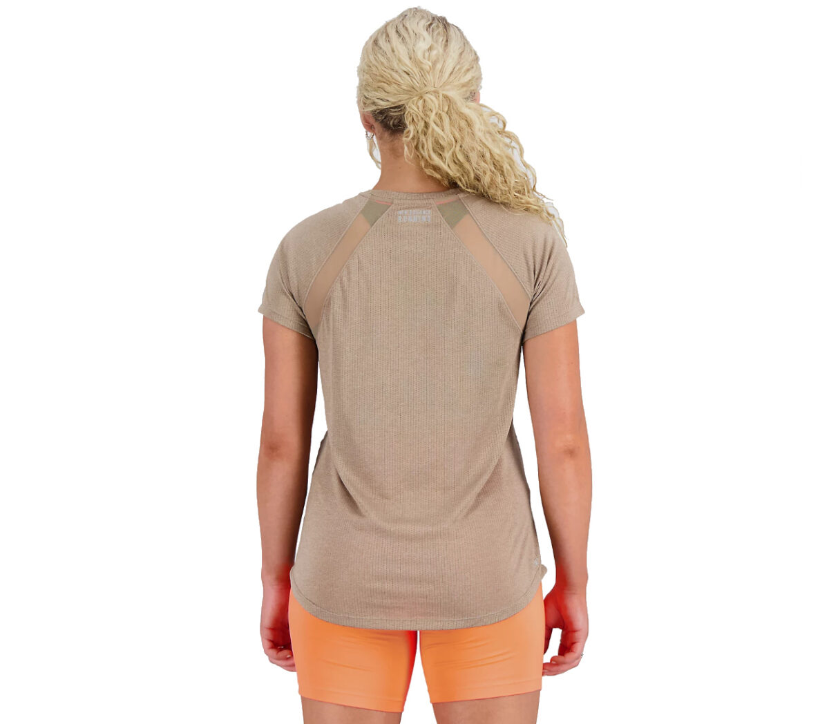 Dietro Maglia New Balance printed impact run short sleeve donna beige