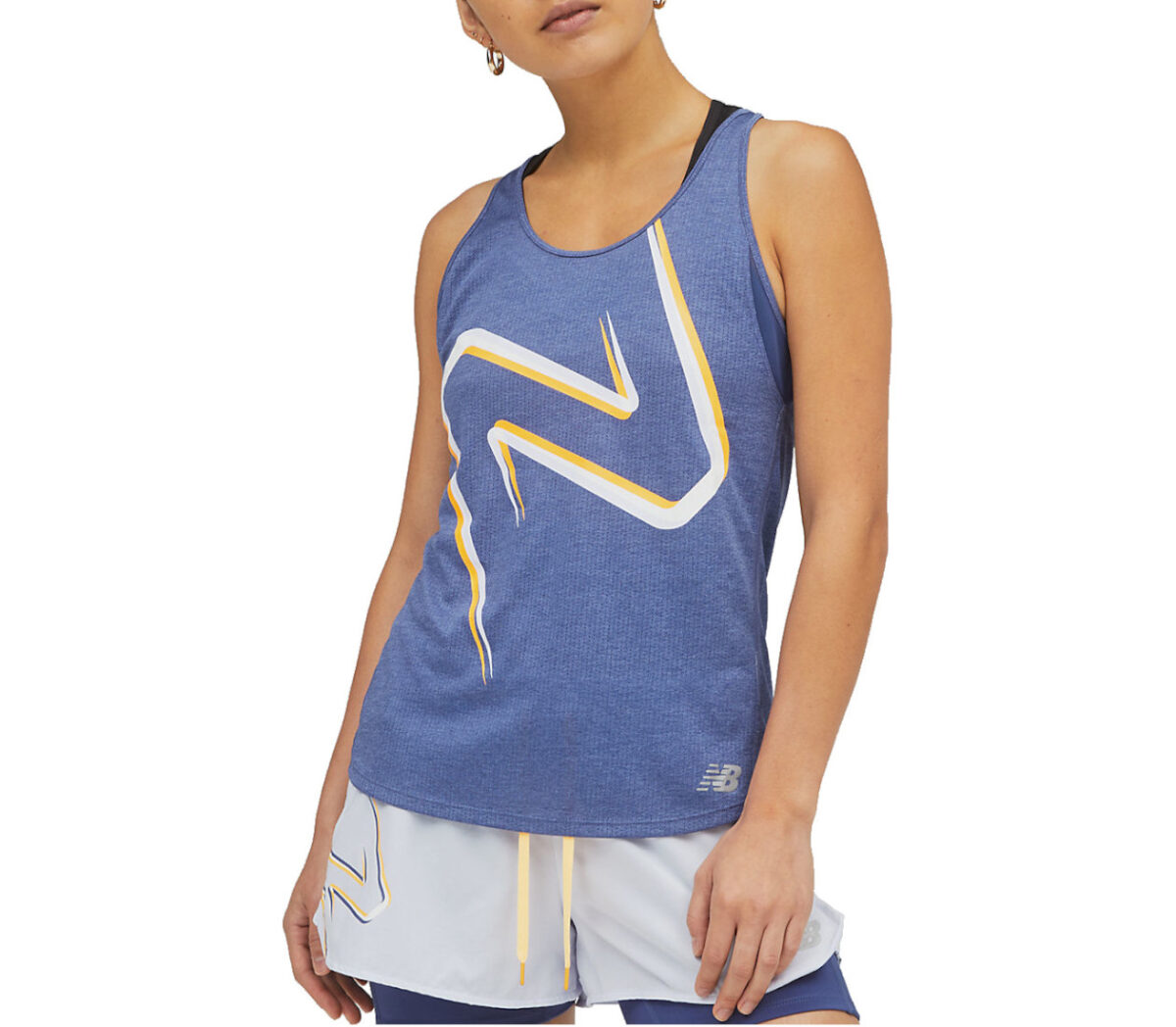 Top new balance printed impact run tank donna blu