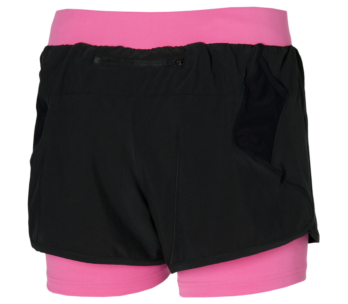 Dietro pantaloncino mizuno trail ER 2in1 short donna nero e rosa