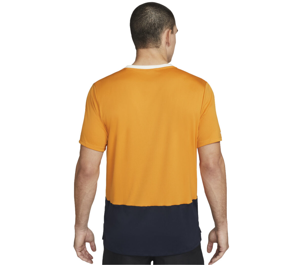 Dietro Maglia nike dri-fit heritage uomo arancione e blu