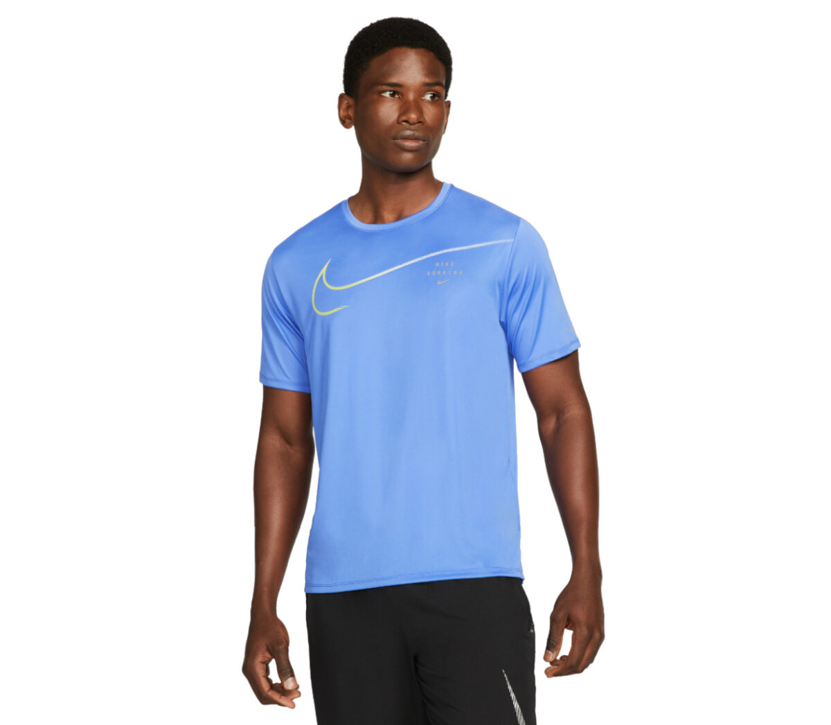 Maglia nike miler run division uomo celeste