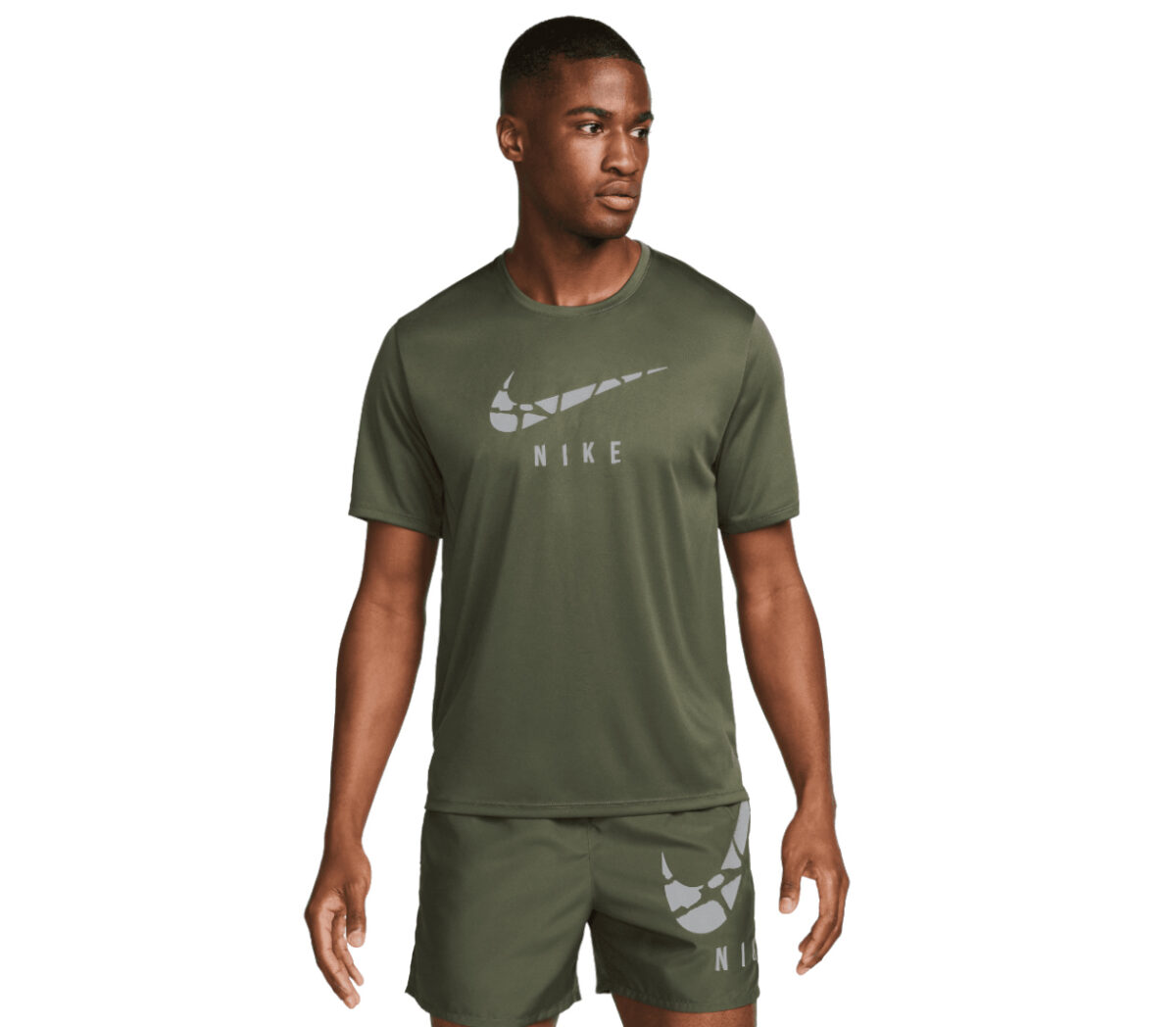 Maglia nike miler run division uomo verde militare