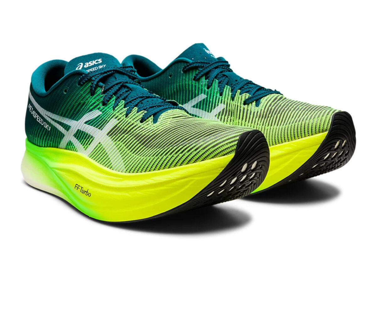 Coppia Scarpe asics metaspeed sky + unisex blu e gialle