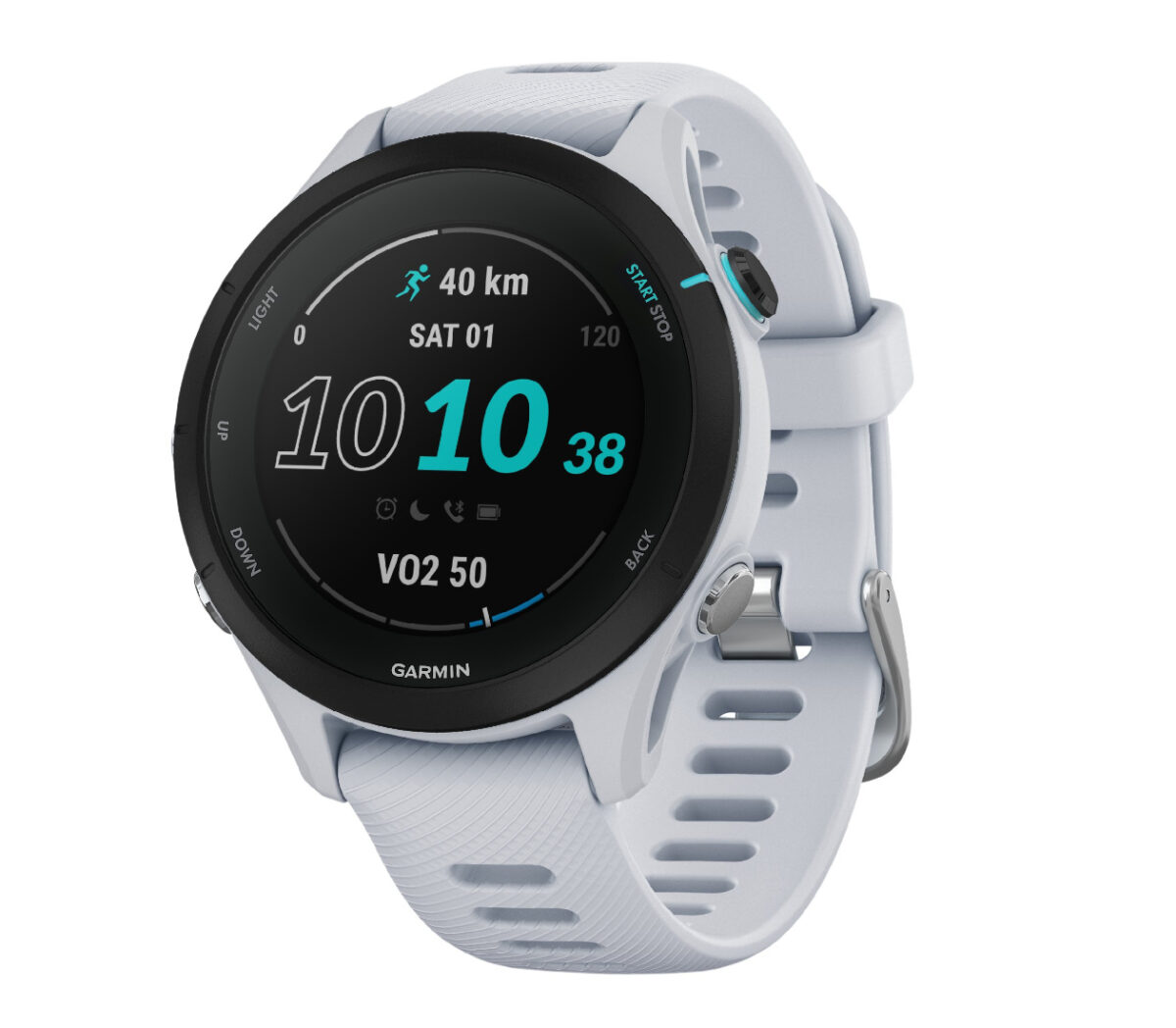 Lato Orologio garmin forerunner 255 S music bianco