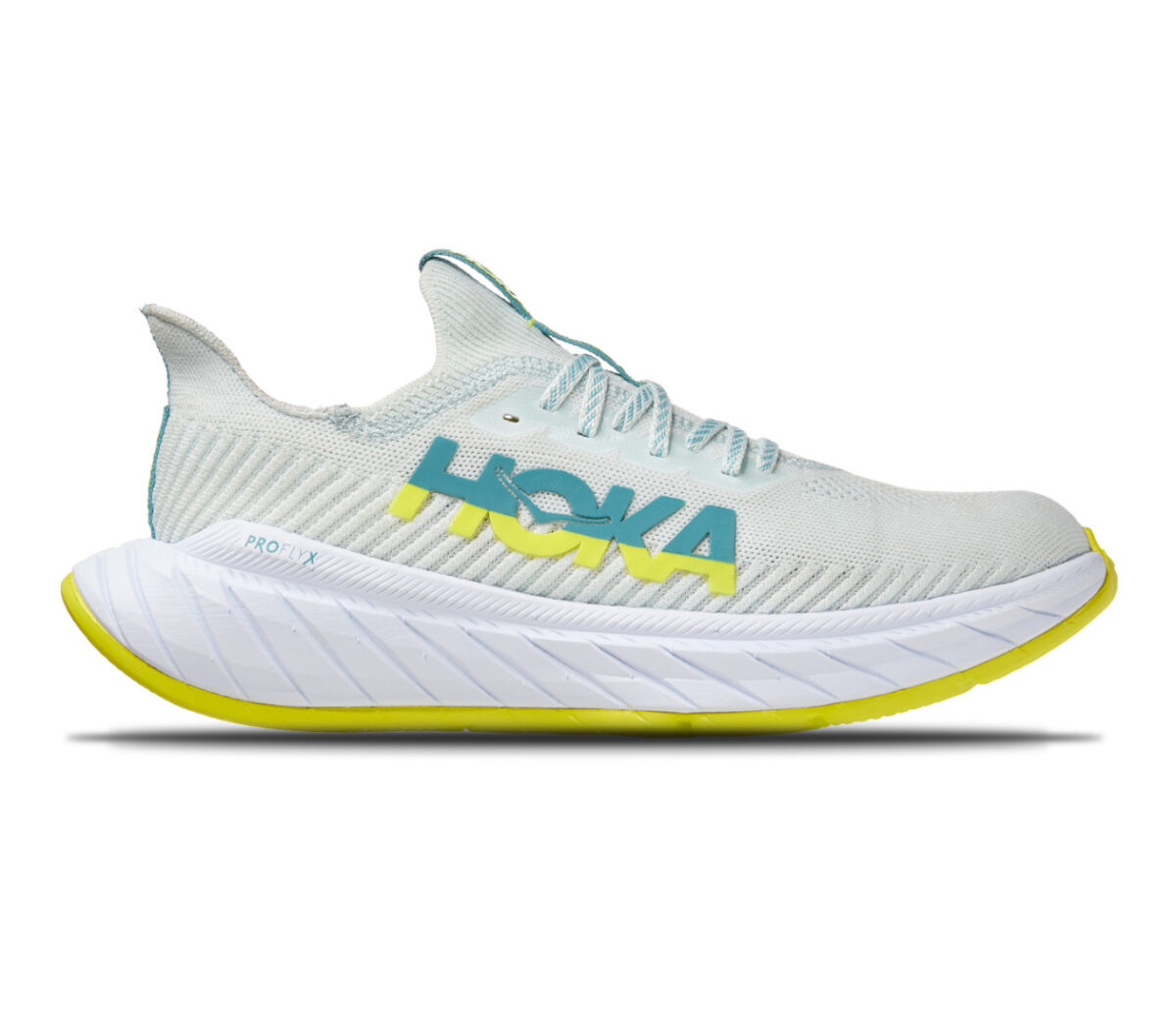 Scarpa hoka one one carbon X 3 grigie e gialle