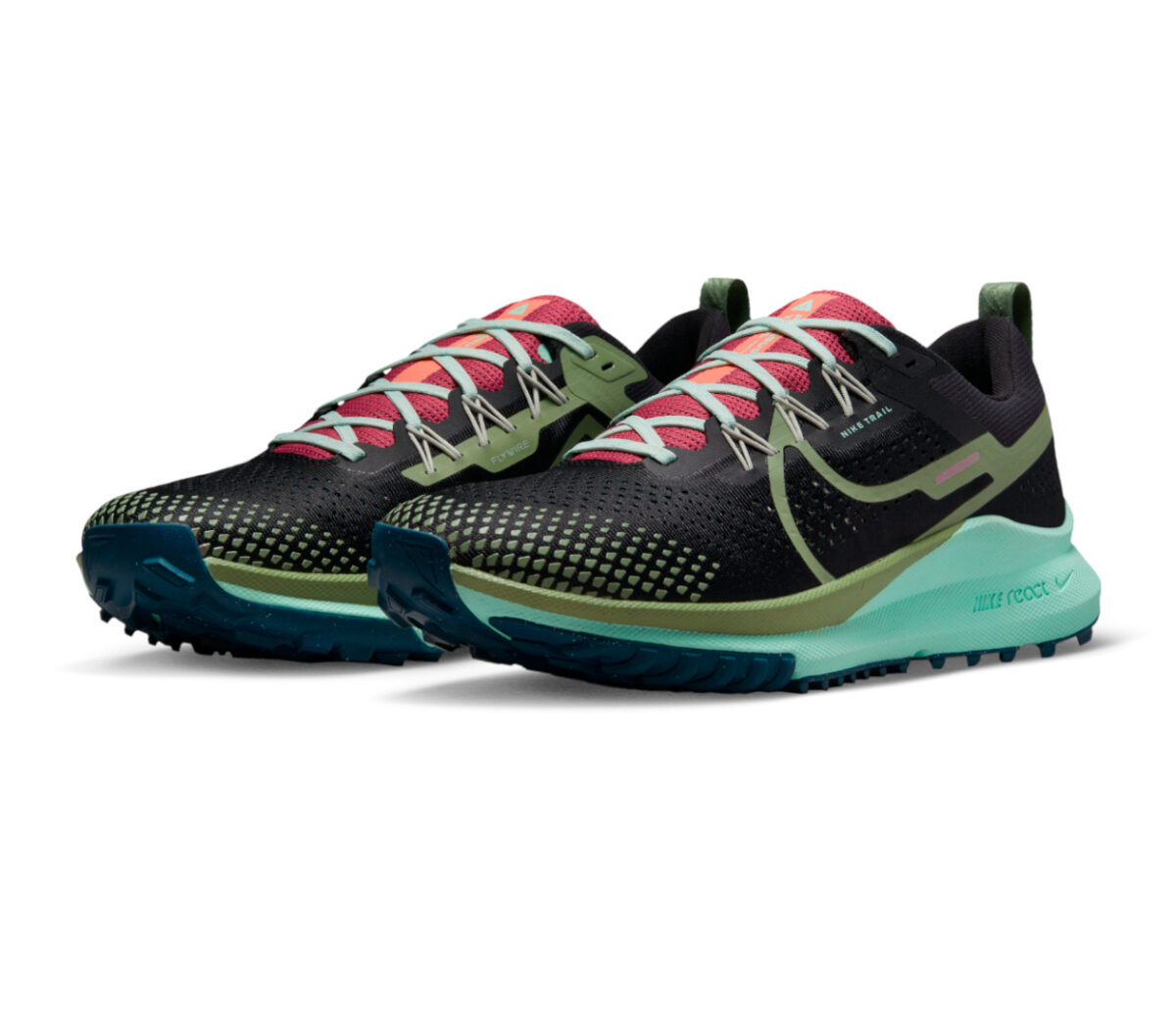 Coppia Scarpa Nike react pegasus trail 4 uomo nera verde