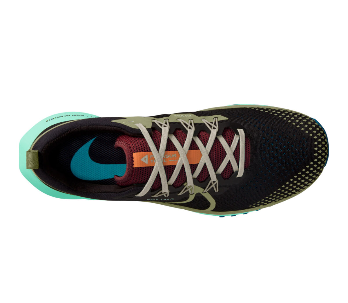 Tomaia Scarpa Nike react pegasus trail 4 uomo nera verde