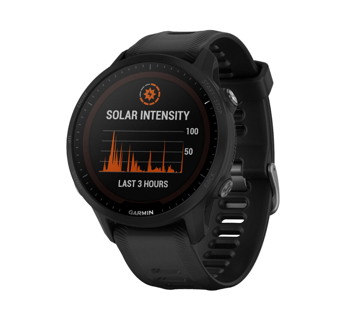 Lato Orologio Garmin forerunner 955 solar nero