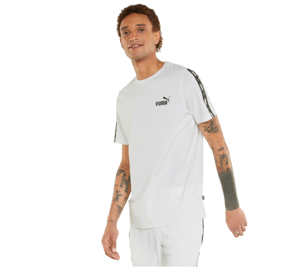 Maglia puma ess+ tape tee uomo bianco