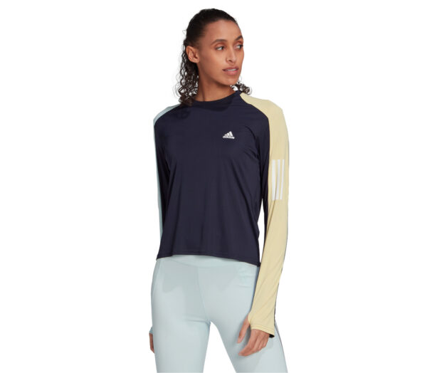 Maglia adidas color block ls donna blu beige