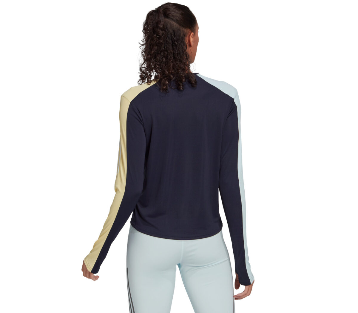 Dietro Maglia adidas color block ls donna blu beige