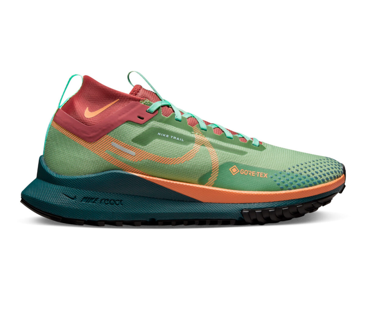 Scarpa Nike react pegasus trail 4 GTX donna verde rossa
