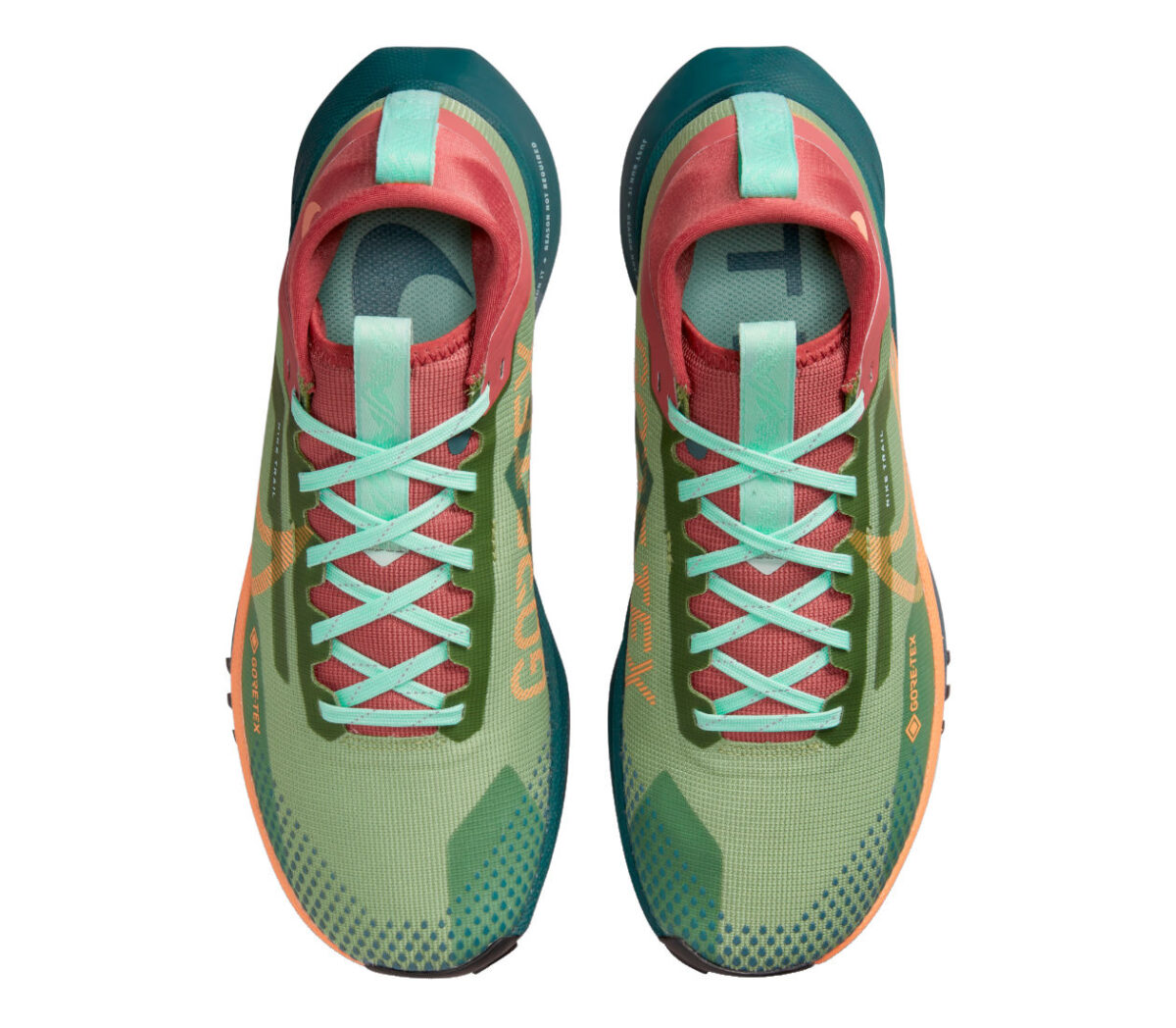 Tomaia Scarpa Nike react pegasus trail 4 GTX donna verde rossa