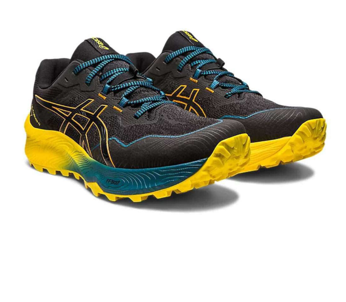 Coppia Scarpa Asics gel trabuco 11 uomo nera gialla