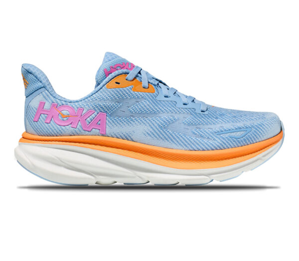 Scarpa Hoka clifton 9 donna celeste arancione