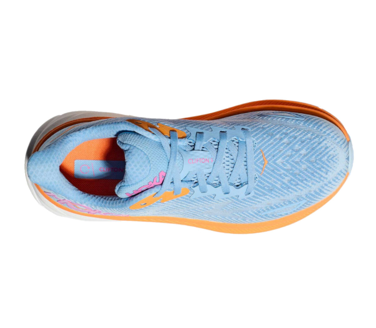 Tomaia Scarpa Hoka clifton 9 donna celeste arancione