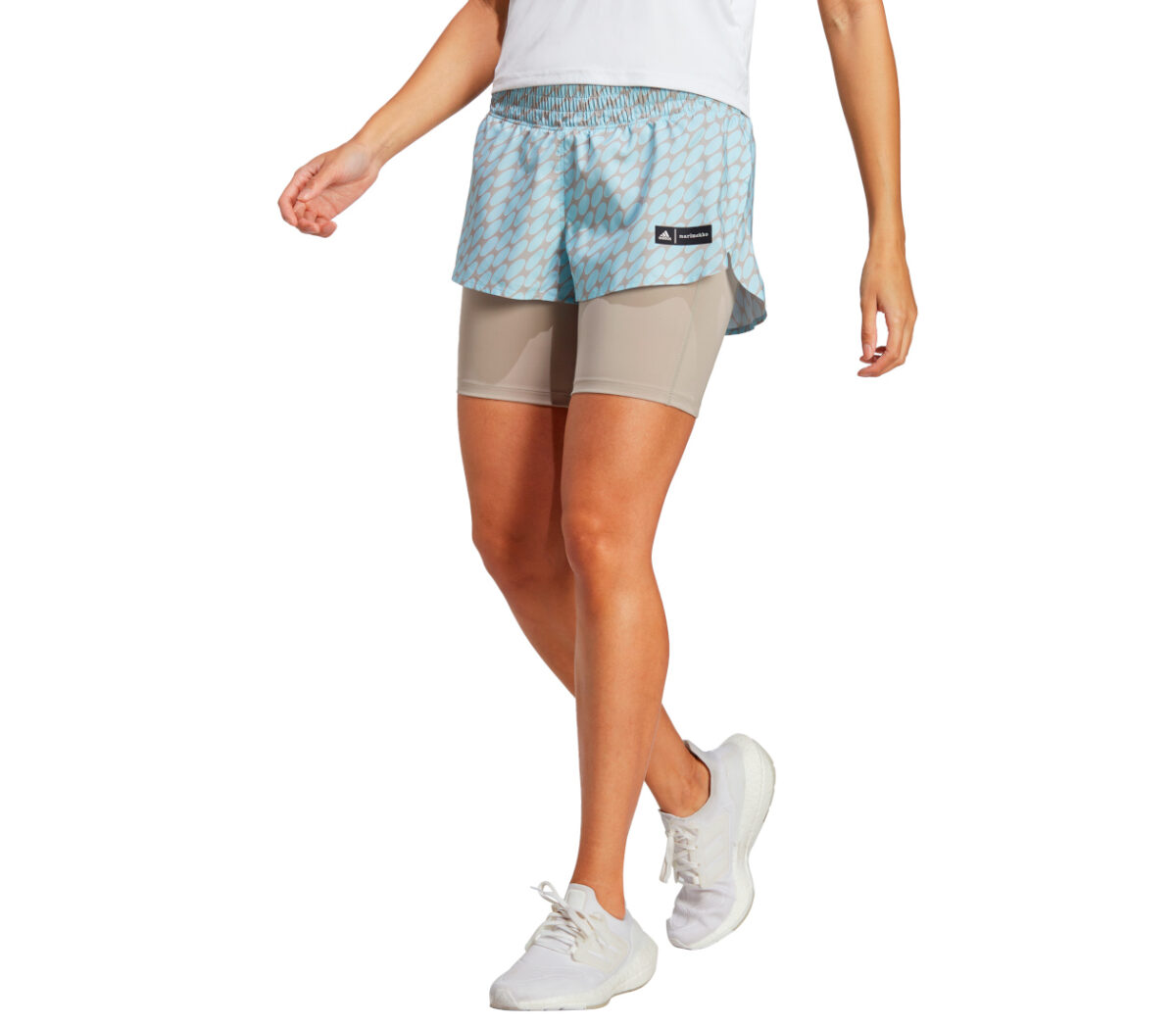 Pantaloncino adidas X marimekko 2in1 short donna grigio celeste