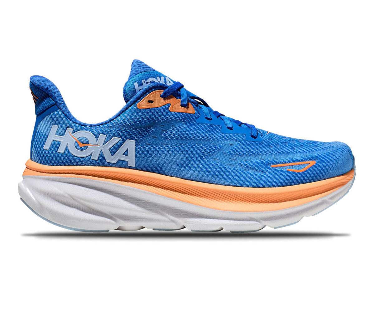 Scarpa Hoka clifton 9 uomo blu arancione