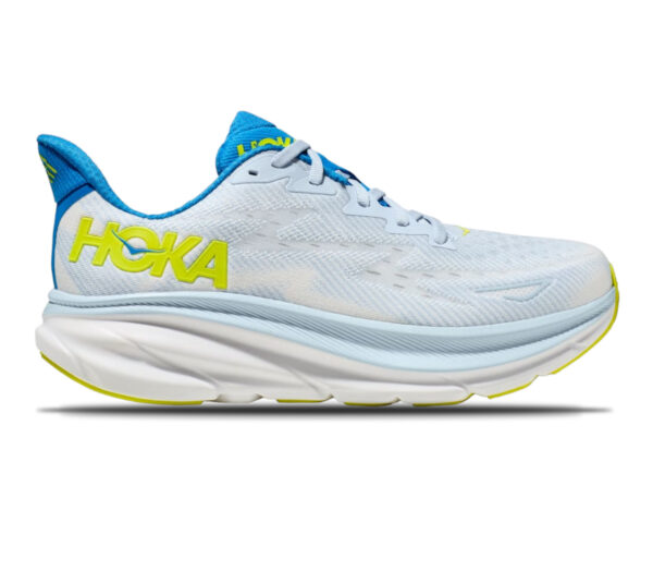 Scarpa Hoka clifton 9 uomo bianca blu