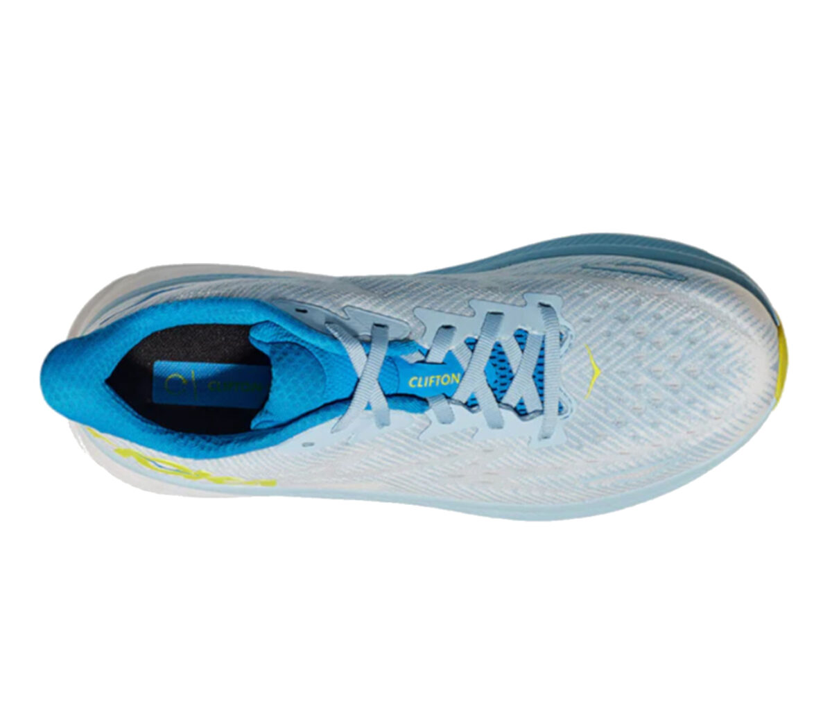 Tomaia Scarpa Hoka clifton 9 uomo bianca blu