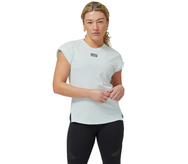 Maglia New Balance impact run AT 5 short sleeve top donna bianca