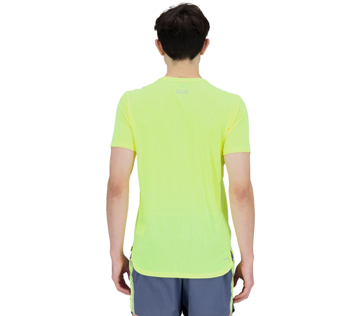 Dietro Maglia New Balance impact run short sleeve uomo gialla