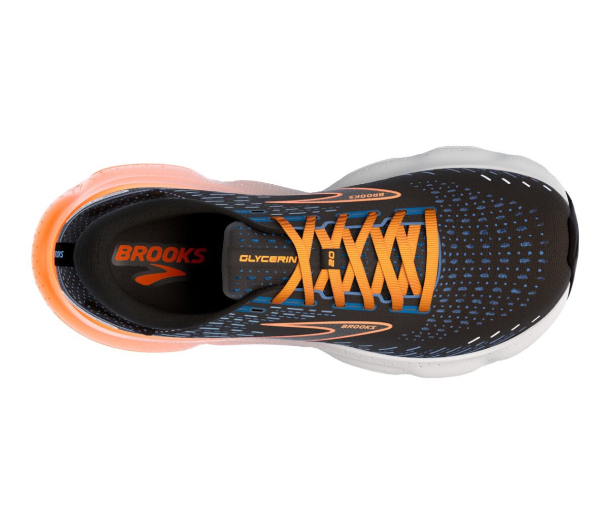 Tomaia Scarpa Brooks glycerin 20 2E wide uomo nera arancio