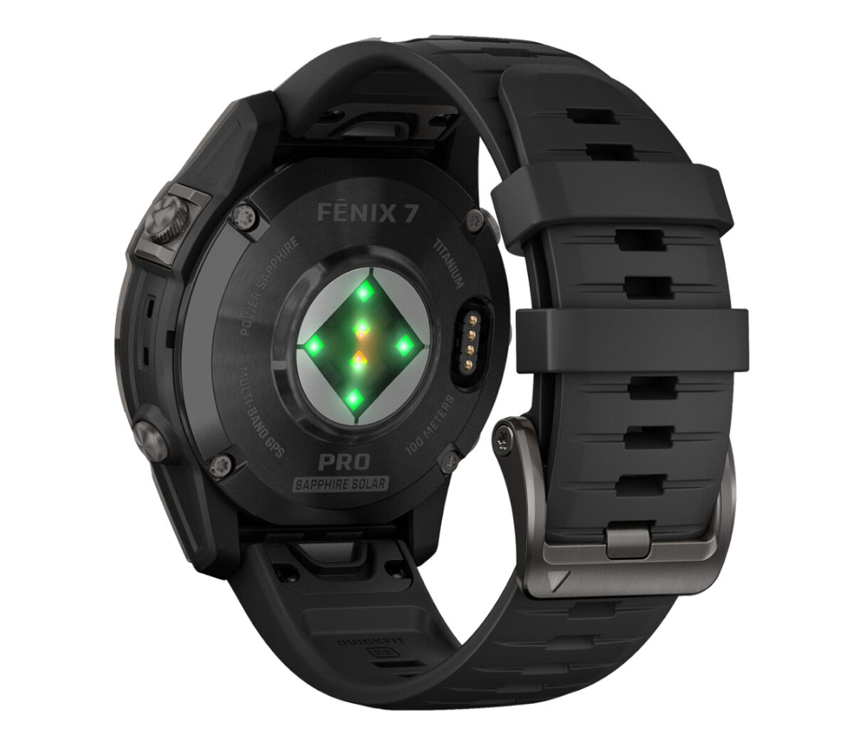 Dietro Orologio Garmin Fenix 7 Pro Sapphire Solar nero