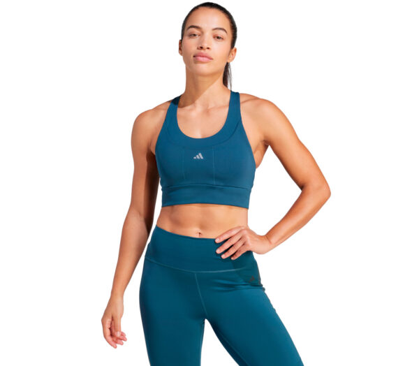 Reggiseno adidas run medium supporto pocket bra donna ottanio