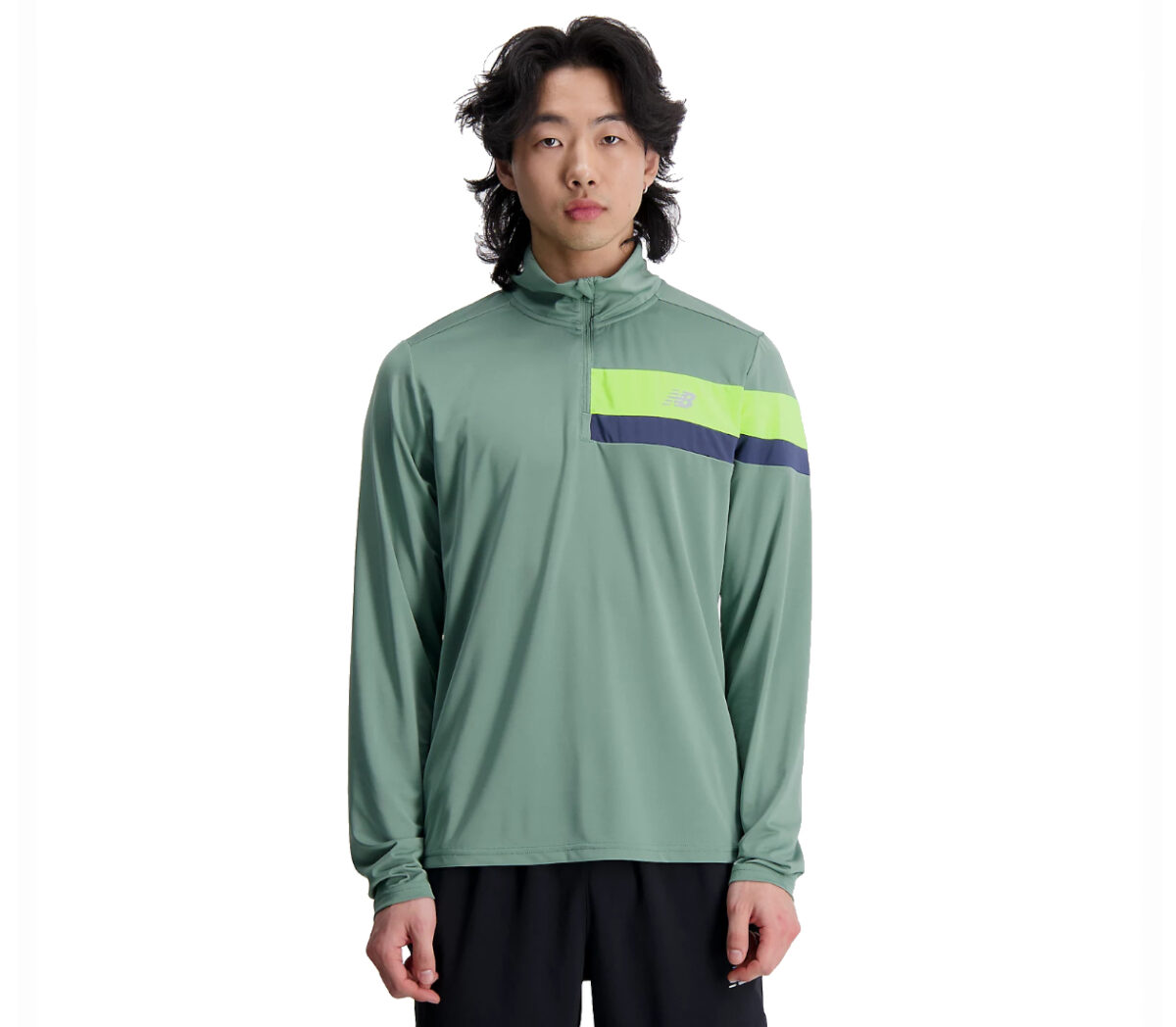 Giacca new balance accelerate half zip uomo verde