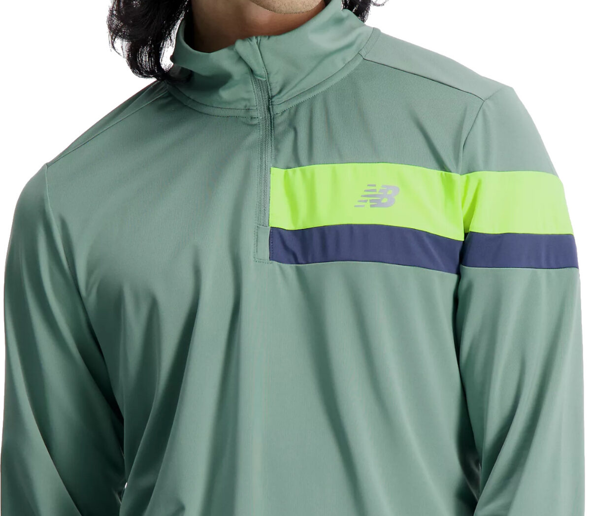 Dettaglio Giacca new balance accelerate half zip uomo verde