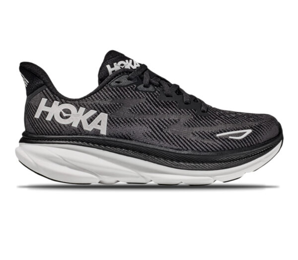 Scarpa Hoka clifton 9 wide uomo bianco nero