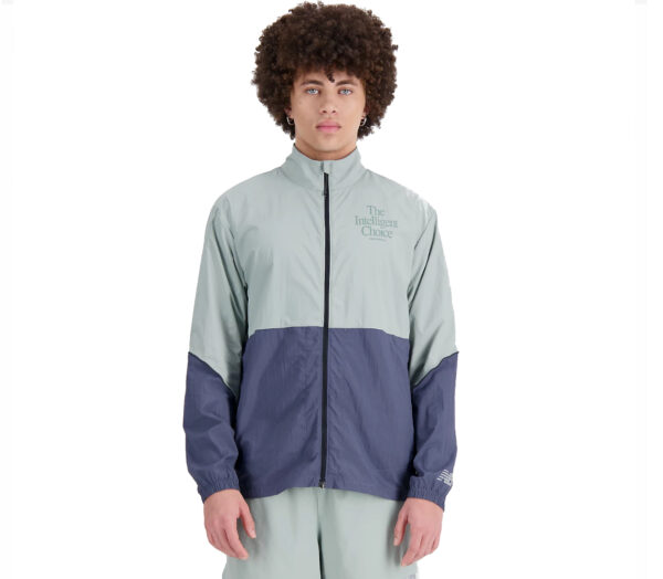 Giacca New Balance Graphic Impact Run Packable Jacket uomo blu