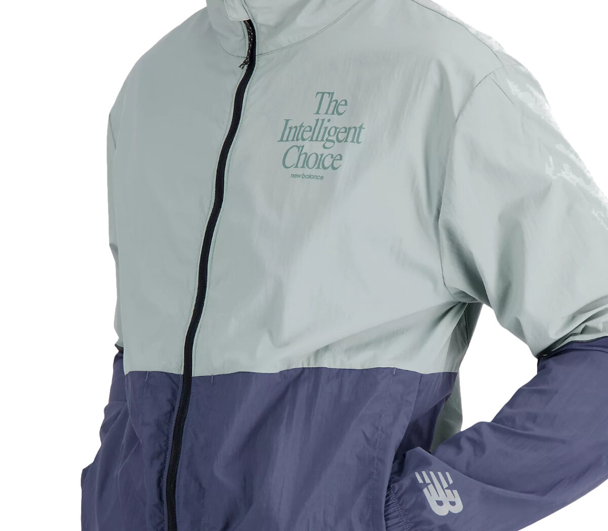 Dettaglio Giacca New Balance Graphic Impact Run Packable Jacket uomo blu