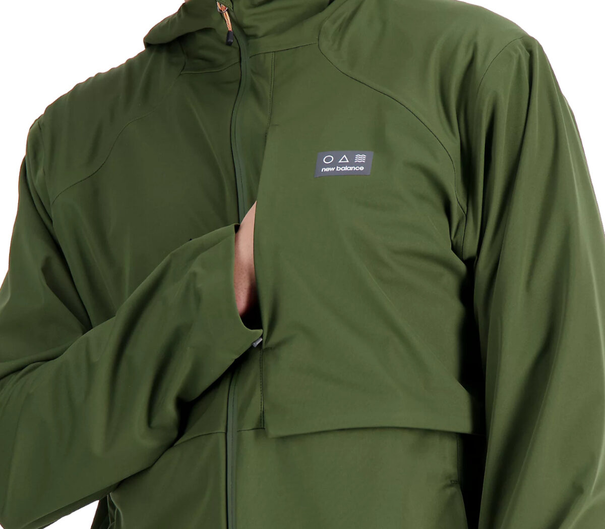 Dettaglio Giacca New Balance Impact Run AT Waterproof Jacket uomo verde