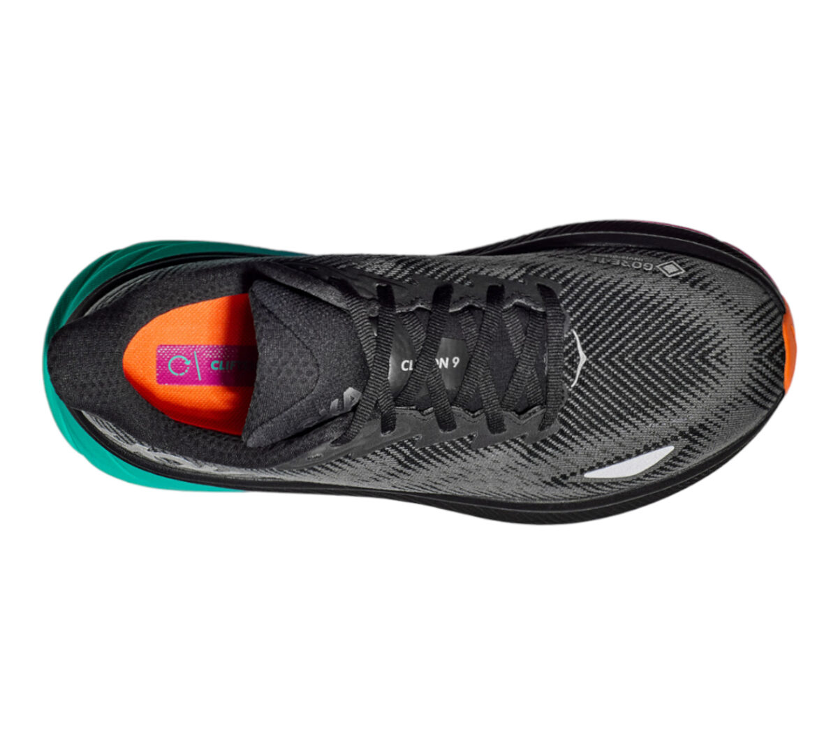 Tomaia Scarpa Hoka Clifton 9 GTX donna black electric aqua