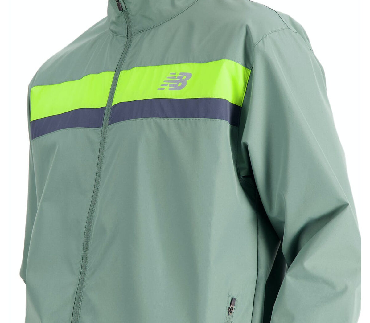 Dettaglio Giacca New Balance Accelerate Jacket uomo verde