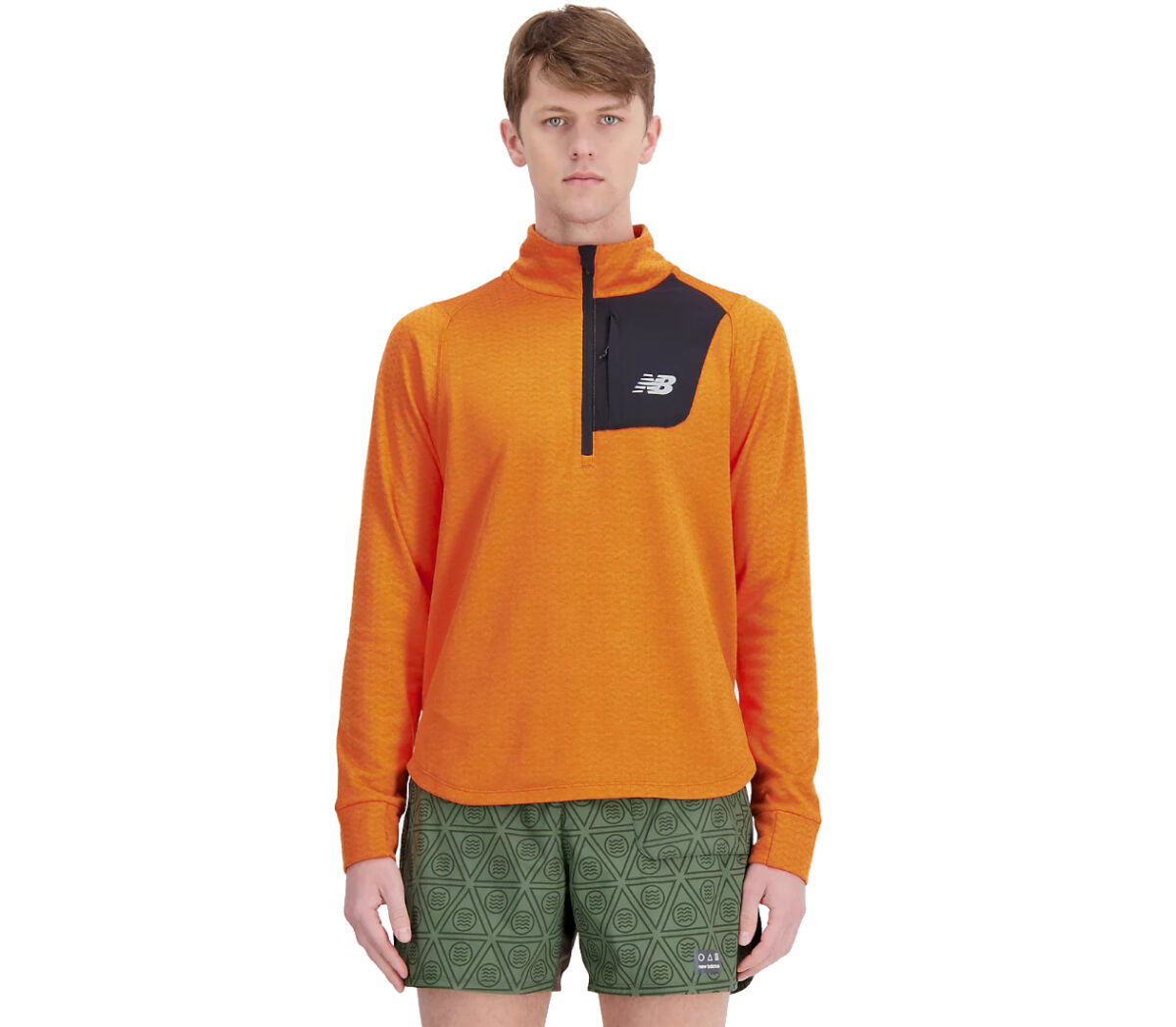 Felpa New Balance Heat Grid Half Zip uomo arancione