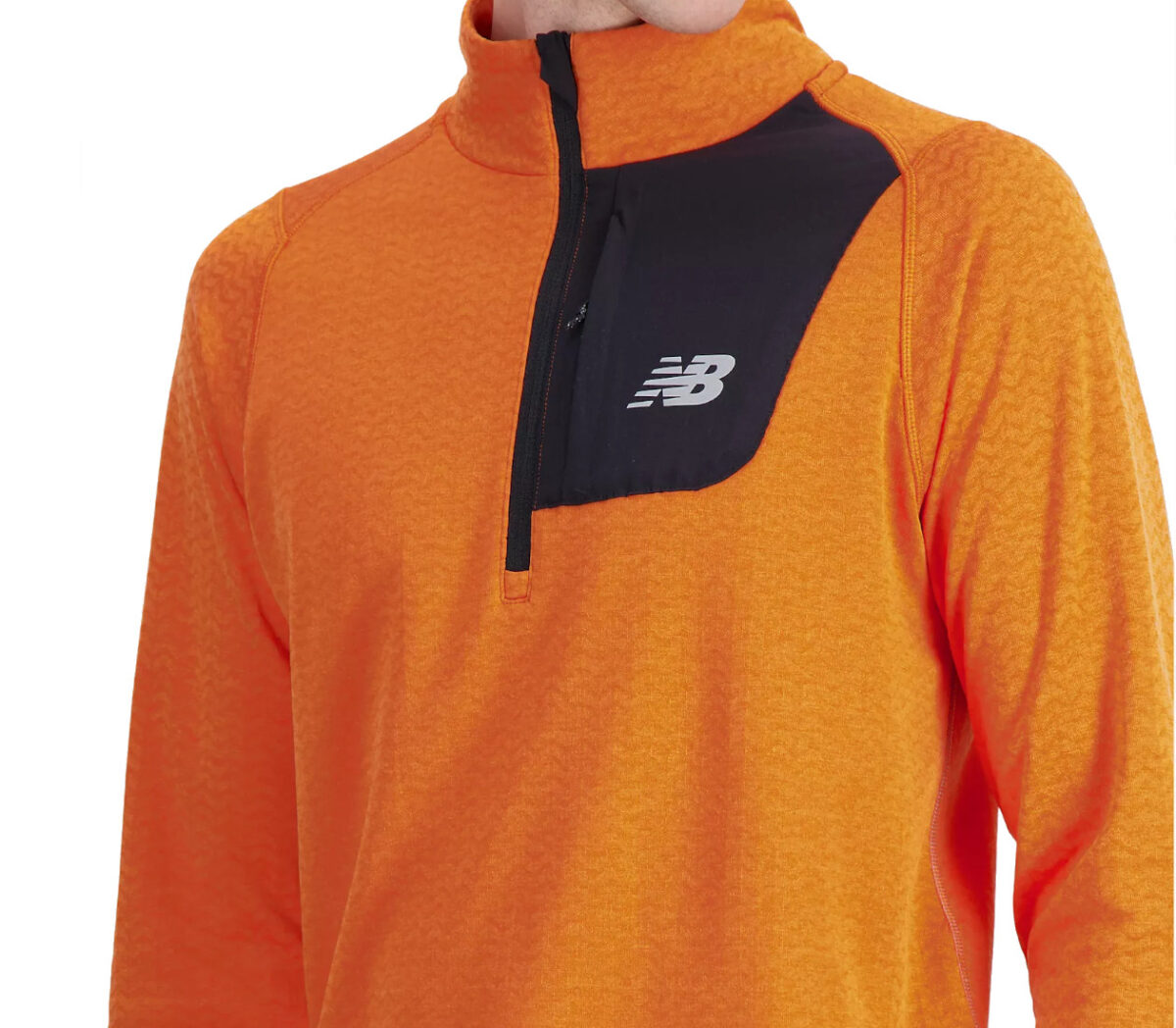 Dettaglio Felpa New Balance Heat Grid Half Zip uomo arancione