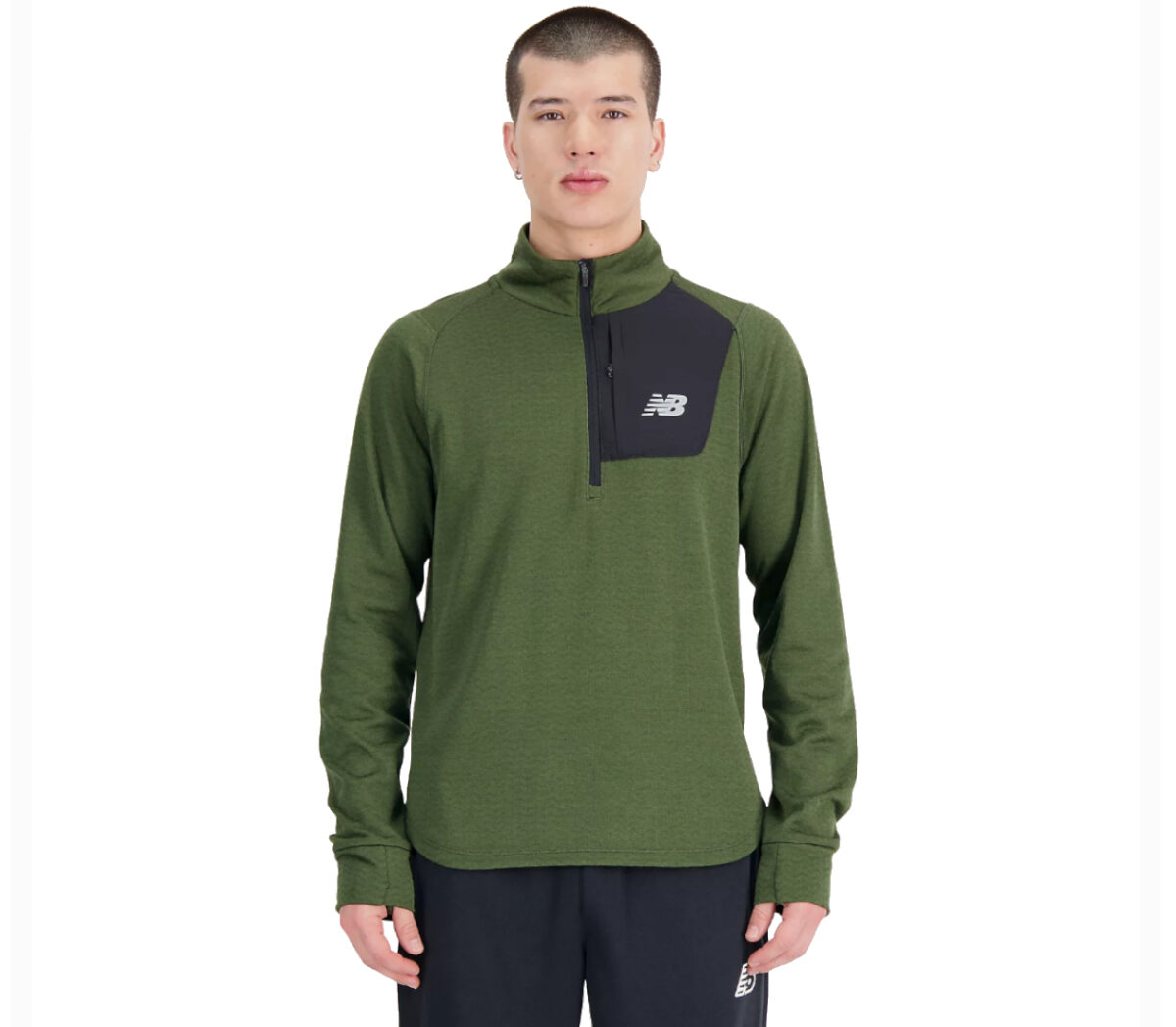 Felpa New Balance Heat Grid Half Zip uomo verde