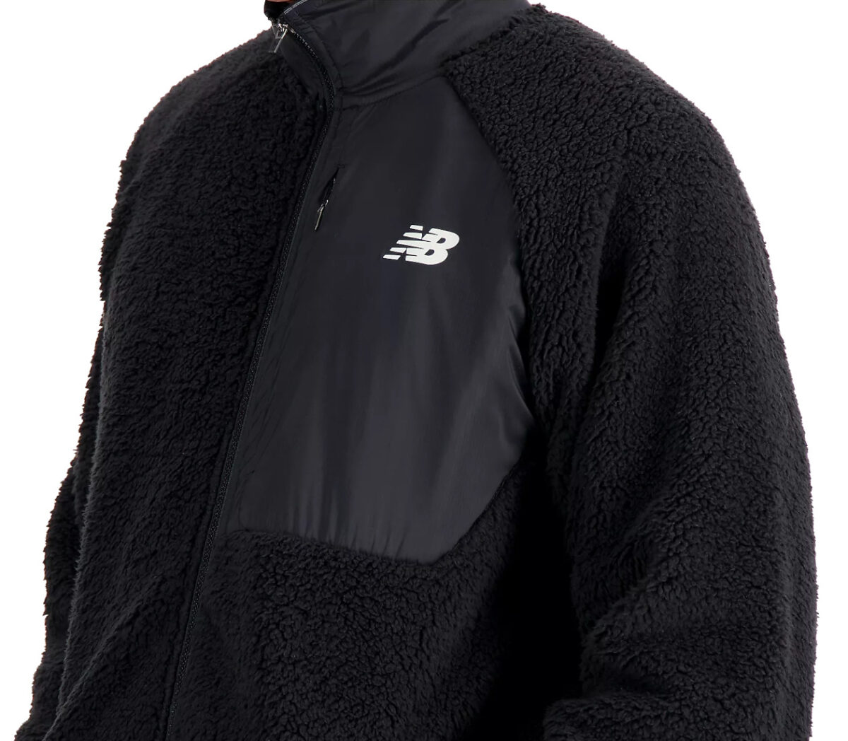 Dettaglio Giacca New Balance Q Speed Sherpa Jacket uomo nera