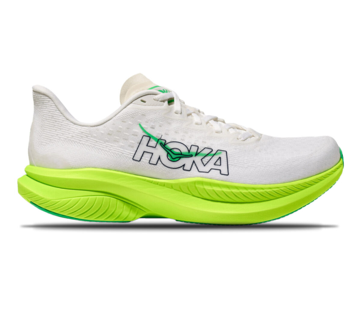 Scarpa Hoka Mach 6 uomo white neon lime