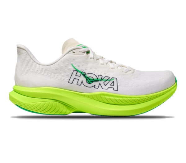 Scarpa Hoka Mach 6 uomo white neon lime