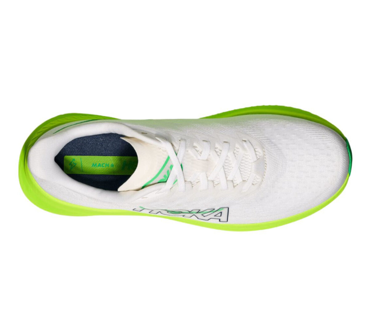 Tomaia Scarpa Hoka Mach 6 uomo white neon lime