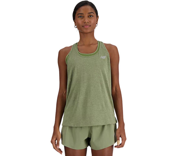 Canotta New Balance Athletics Tank donna verde militare