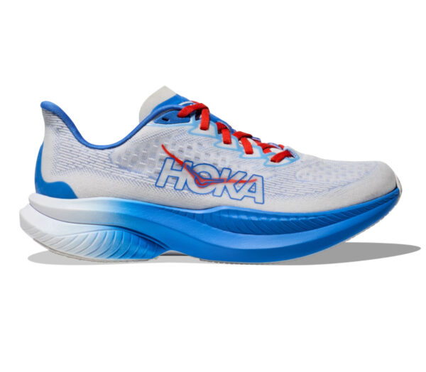 Scarpa Hoka Mach 6 uomo white virtual blue