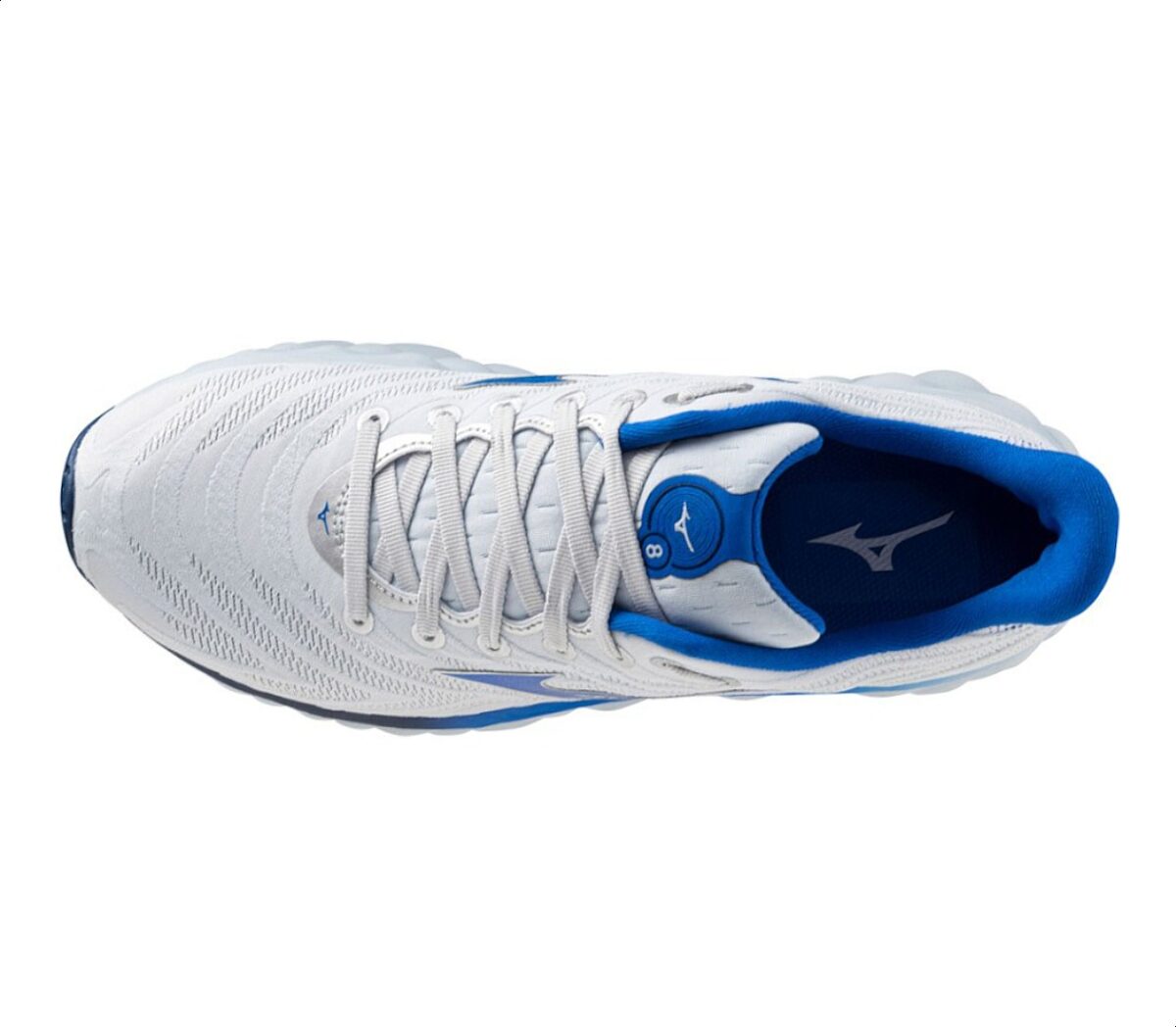 Tomaia Scarpa Mizuno Wave Sky 8 uomo bianca blu